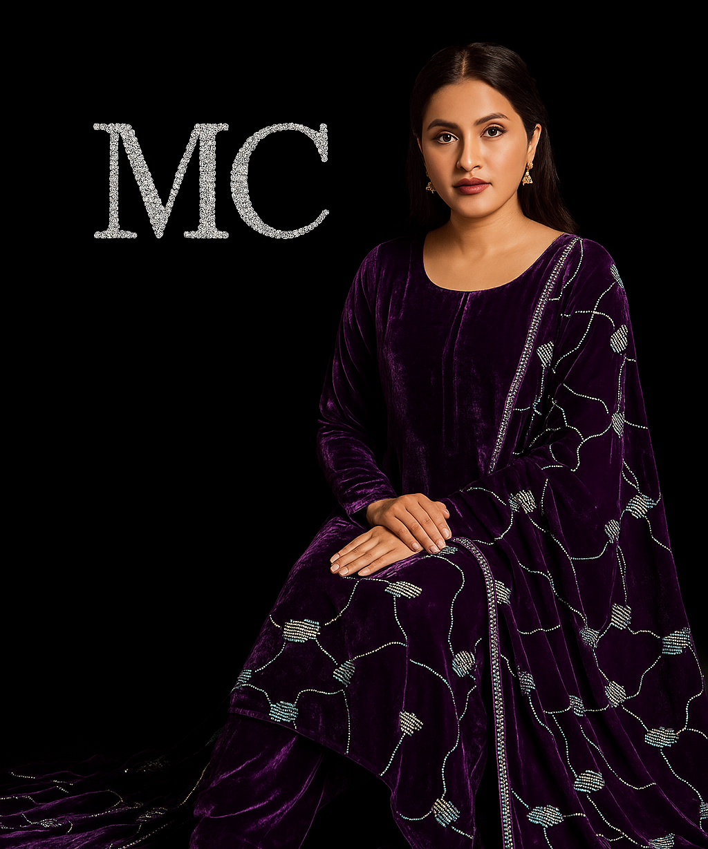 Purple velvet floral fabric for women&