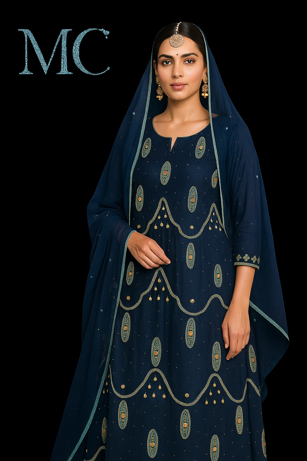 Light blue Mohammad Collection fabric chiffon with soft, flowing texture perfect for elegant garments and delicate designs.
