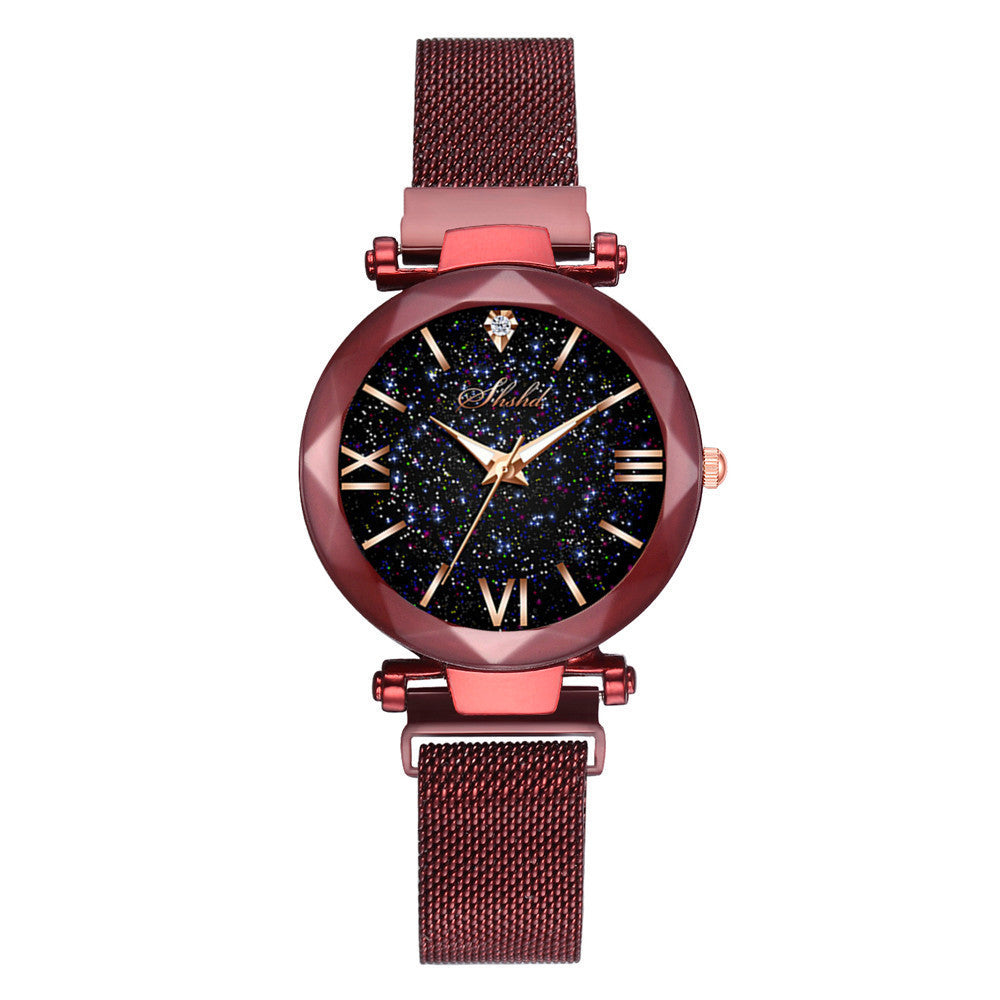 Starry Quartz Watch with Lazy Magnet Strap by Mohammad Collection, featuring a sleek slip-on shoe design with starry detailing.