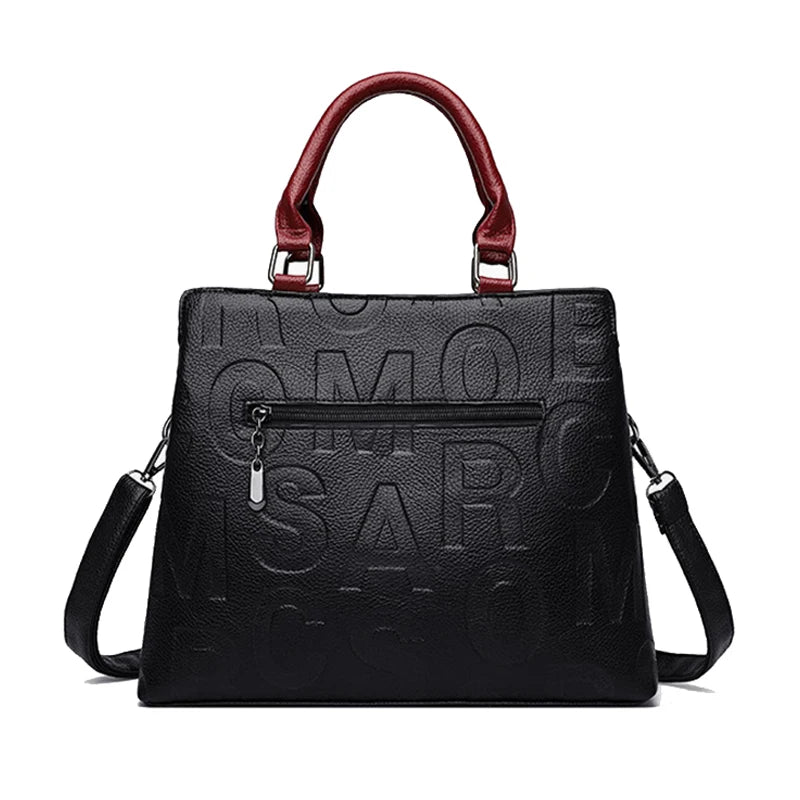 MC THE BLACK DIAMOND PU leather casual crossbody bag for women, large capacity travel tote with shoulder strap, elegant designer style.