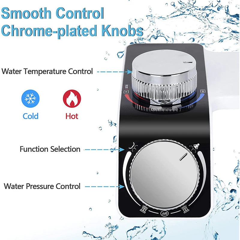 Bidet Toilet Seat Attachment Non-Electric Self-Cleaning Dual Nozzles Wash Hot Cold Mixer Water Lady Bathroom Accessories Sprayer - https://mohammadcollection.com