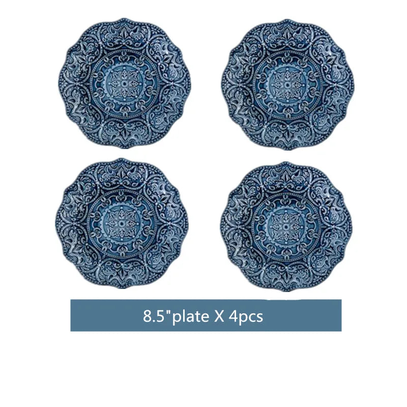 Blue retro ceramic tableware dishes set by 𝕄𝕔 𝕋𝕙𝕖 𝔹𝕝𝕒𝕔𝕜 𝔻𝕚𝕒𝕞𝕠𝕟