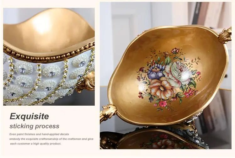 European Resin Diamond Fruit Plate Dried Fruit Candy Dish Tissue Box Ornaments Home Livingroom Table Furnishing Decoration Craft - https://mohammadcollection.com