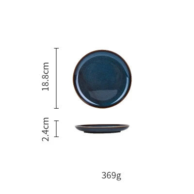 Deep blue ceramic European dinnerware set by 𝕄𝕔 𝕋𝕙𝕖 𝔹𝕝𝕒𝕔𝕜 𝔻𝕚𝕒𝕞𝕠𝕟