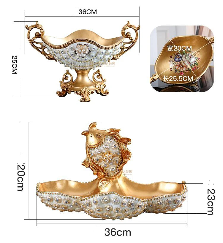 European Resin Diamond Fruit Plate Dried Fruit Candy Dish Tissue Box Ornaments Home Livingroom Table Furnishing Decoration Craft - https://mohammadcollection.com