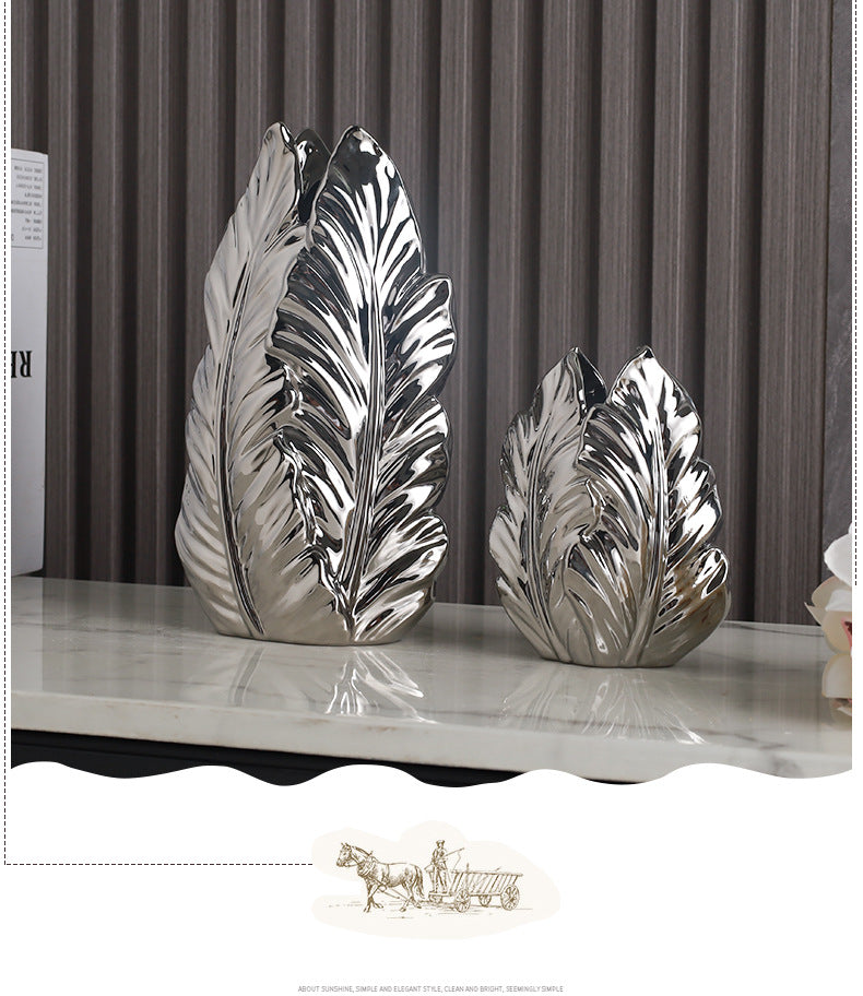 Elegant gold-painted ceramic vase by MC THE BLACK DIAMOND, perfect for living room or porch decor on TV cabinets.