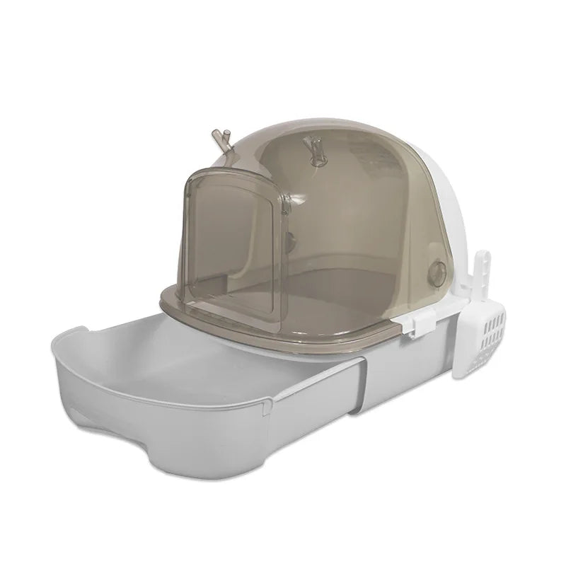 Cat litter box extra-large, fully semi enclosed drawer style