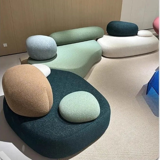 Creative Sofa Light Luxury Italian Pebble Fabric Compression Sofa Special-shaped Living Room New Sponge Rock Sofa Bed - https://mohammadcollection.com