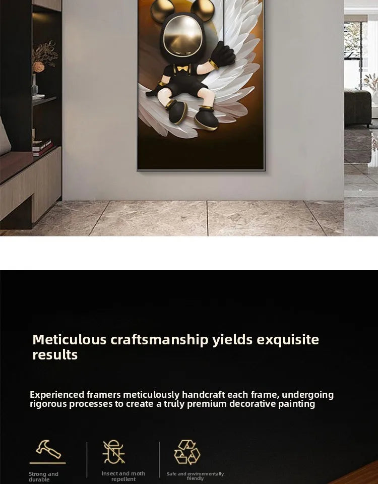 Modern art astronaut wall decor with LED lamp, luminous painting, suitable for living room or corridor, by MC THE BLACK DIAMOND