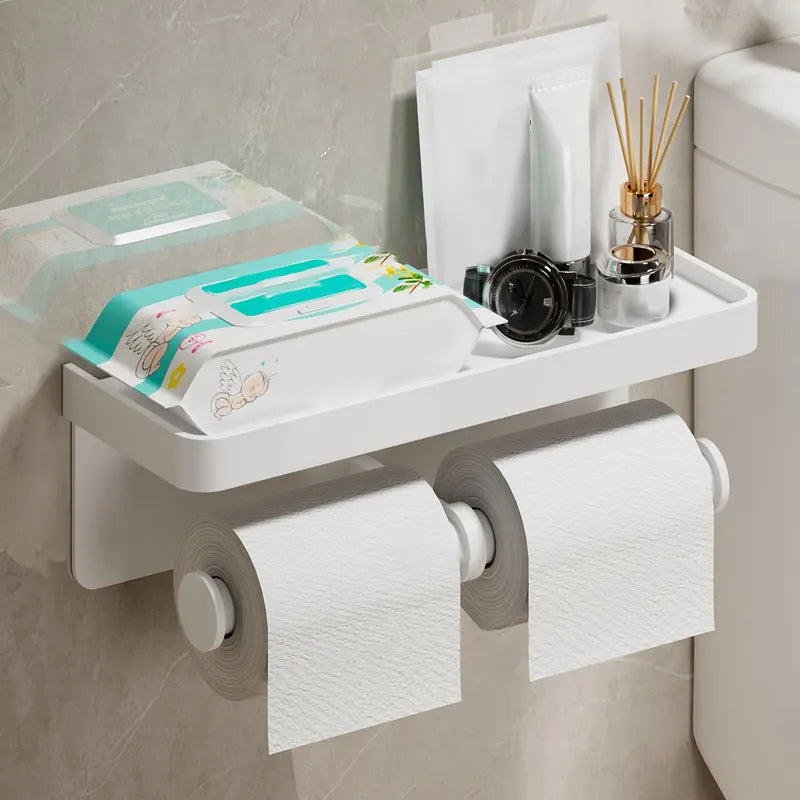 Aluminum Alloy Paper Holder Wall-Mounted Toilet Roll Paper Holder No Drilling Bathroom Kitchen Paper Holder - https://mohammadcollection.com