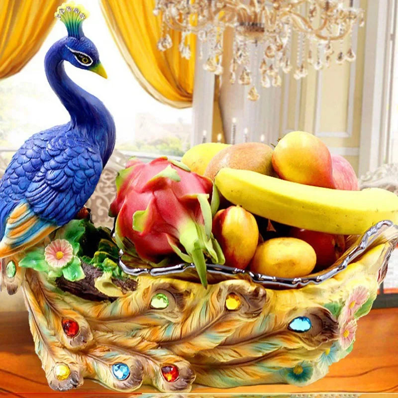 European Style Peacock Fruit Candy Plate Home Living Room Dim Sum Dry Fruit Plate Desktop Creative Storage Decoration Snack Tray - https://mohammadcollection.com