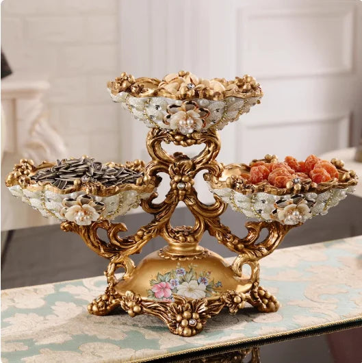 European Resin Diamond Fruit Plate Dried Fruit Candy Dish Tissue Box Ornaments Home Livingroom Table Furnishing Decoration Craft - https://mohammadcollection.com