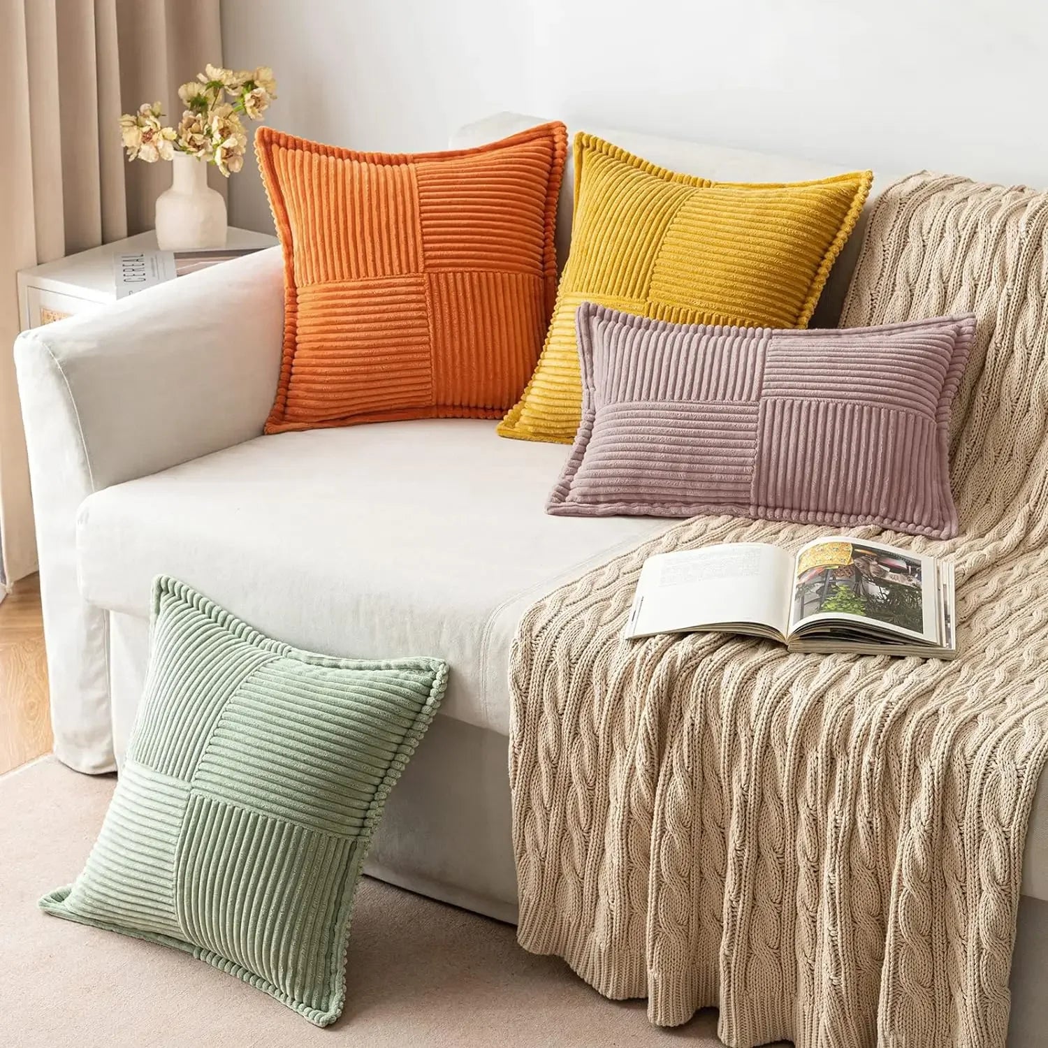 Boho striped decorative cushion cover from Mc The Black Diamonds, perfect for sofa decor with vibrant, stylish design.