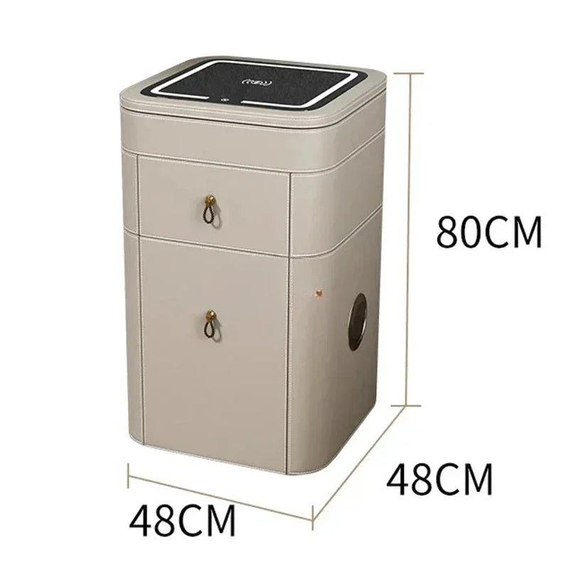 Modern makeup vanity with storage drawer, luxury mirror, and stool by MC THE BLACK DIAMOND, featuring sleek design and reflective surface.
