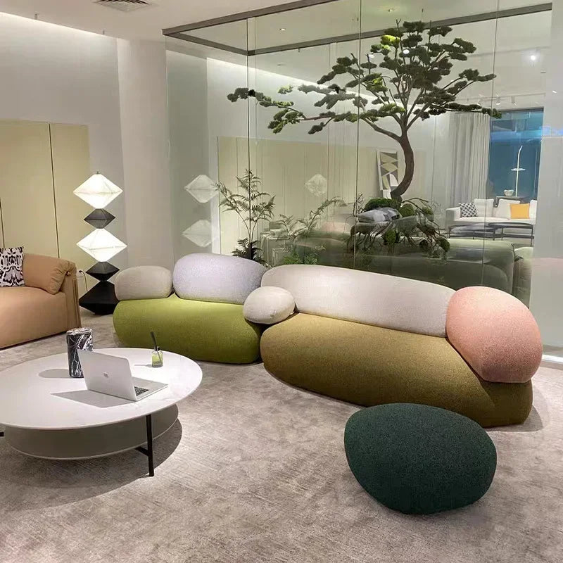 Creative Sofa Light Luxury Italian Pebble Fabric Compression Sofa Special-shaped Living Room New Sponge Rock Sofa Bed - https://mohammadcollection.com