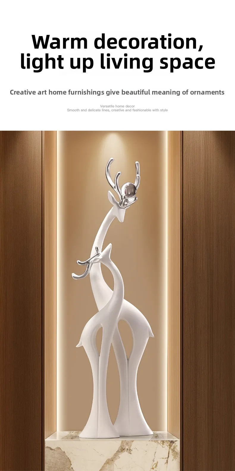 Modern Simple Home Decor Couple Deer Figurine Ornament Light Luxury Living Room TV Cabinet Entrance Desk Decoration Wedding Gift - ๐๐ฎ ๐๐๐ ๐น๐๐๐๐ ๐ป๐๐๐๐ ๐๐
