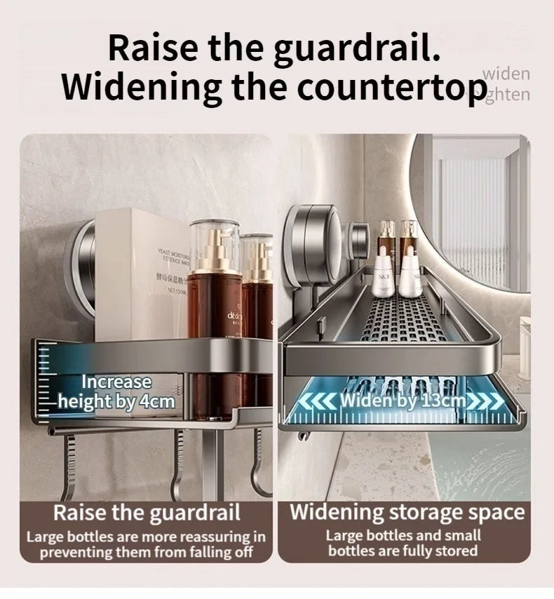 Non-Drill Bathroom Suction Cup Shelves for Washbasin and Vanity Storage - https://mohammadcollection.com