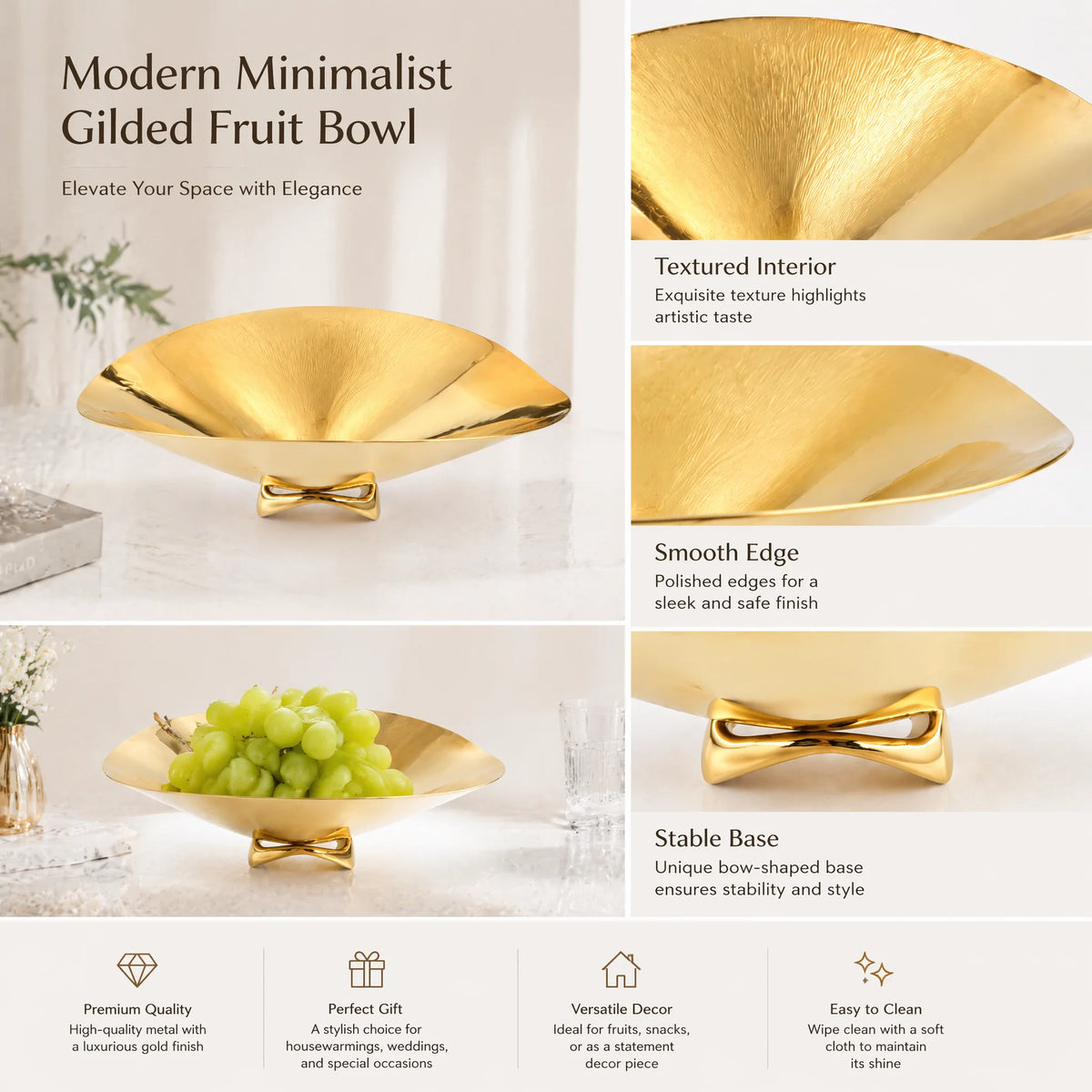Luxury Gold Washed Fruit Bowl,
