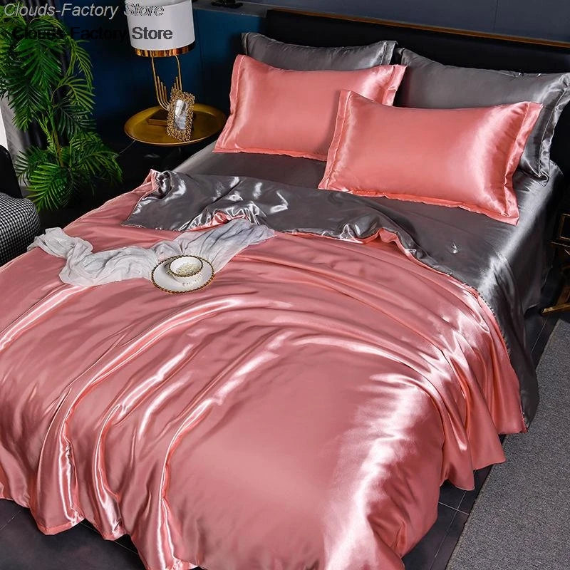 Luxury Mulberry silk bedding set featuring a satin duvet cover and sheet from ๐๐ ๐๐๐ ๐น๐๐๐๐ ๐ป๐๐๐