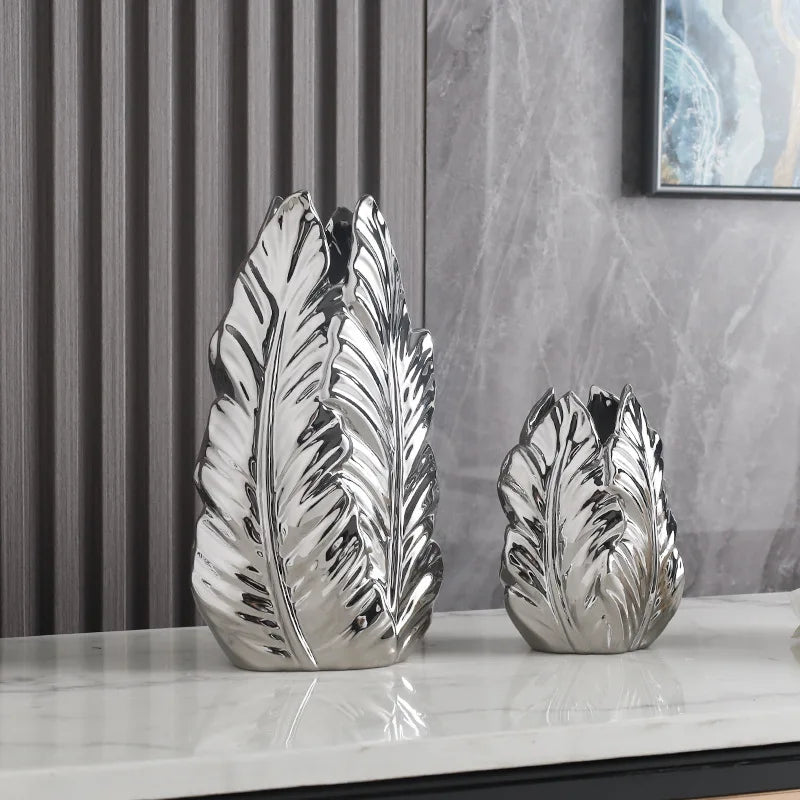 Elegant Nordic light luxury gold-painted ceramic vase by MC THE BLACK DIAMOND, ideal for living room or porch decor.
