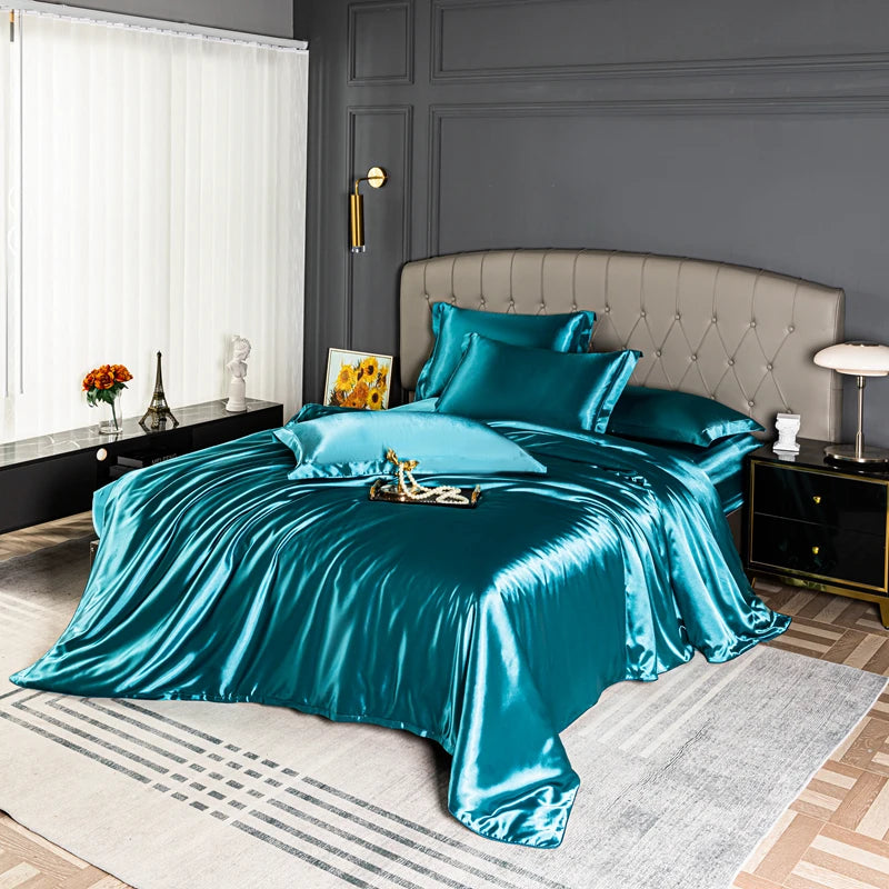 Black satin duvet cover from 𝕄𝕔 𝕋𝕙𝕖 𝔹𝕝𝕒𝕔𝕜 𝔻𝕚𝕒𝕞𝕠𝕟𝕕