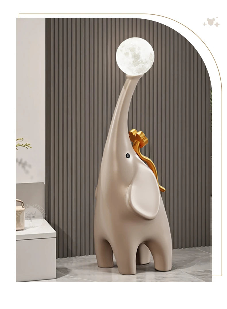Modern MC THE BLACK DIAMOND elephant sculpture for home decor, high-end creative living room floor statue, stylish animal ornament.