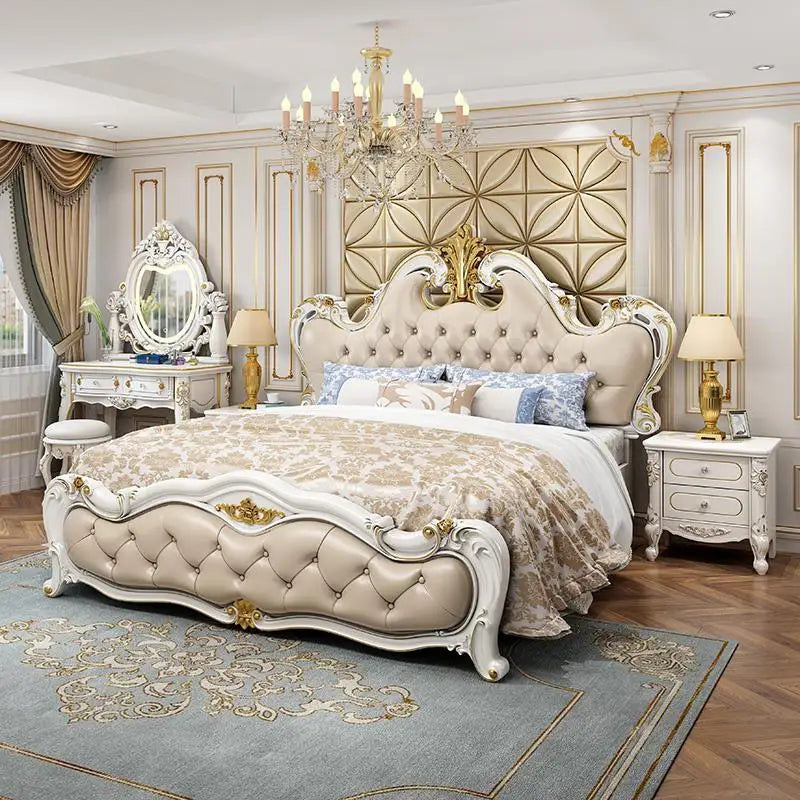 Modern Bedroom Set Home Furniture French Style Solid Wood Bed Luxury Bed Frame King Size Beds - https://mohammadcollection.com
