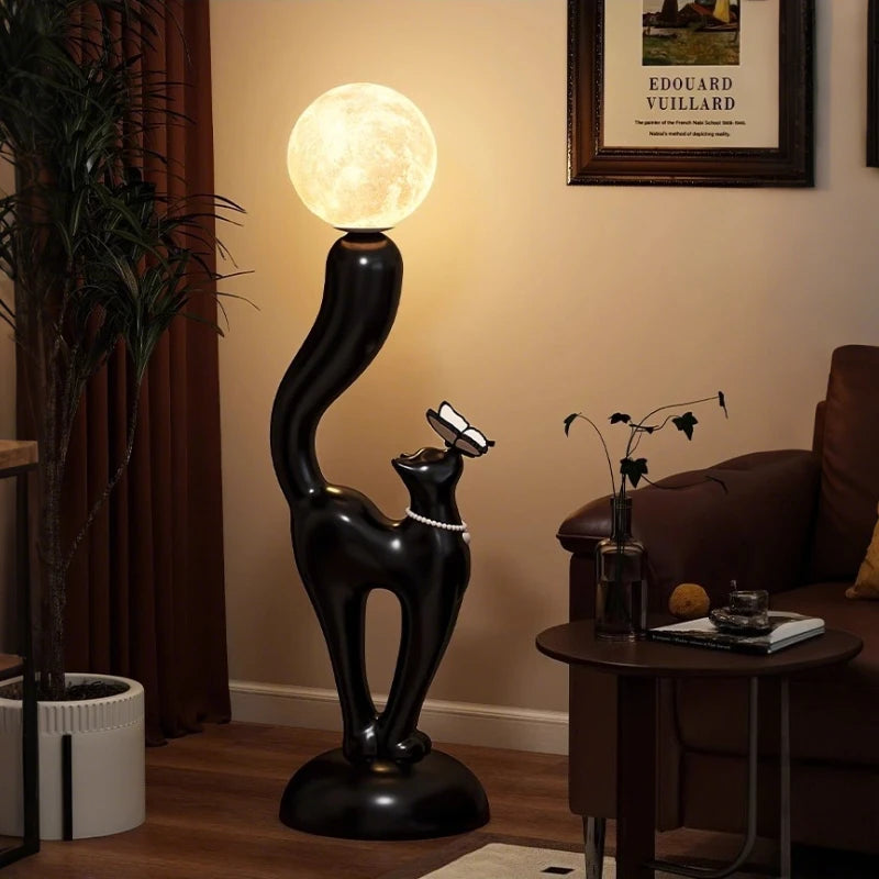 Creative Cat Statue Floor Decoration Nordic Retro Home Soft Decor Living Room Sofa Bedroom Bedside Atmosphere Luminous Ornament - 𝕄𝕮 𝕋𝕙𝕖 𝔹𝕝𝕒𝕔𝕜 𝔻𝕚𝕒𝕞𝕠𝕟𝕕