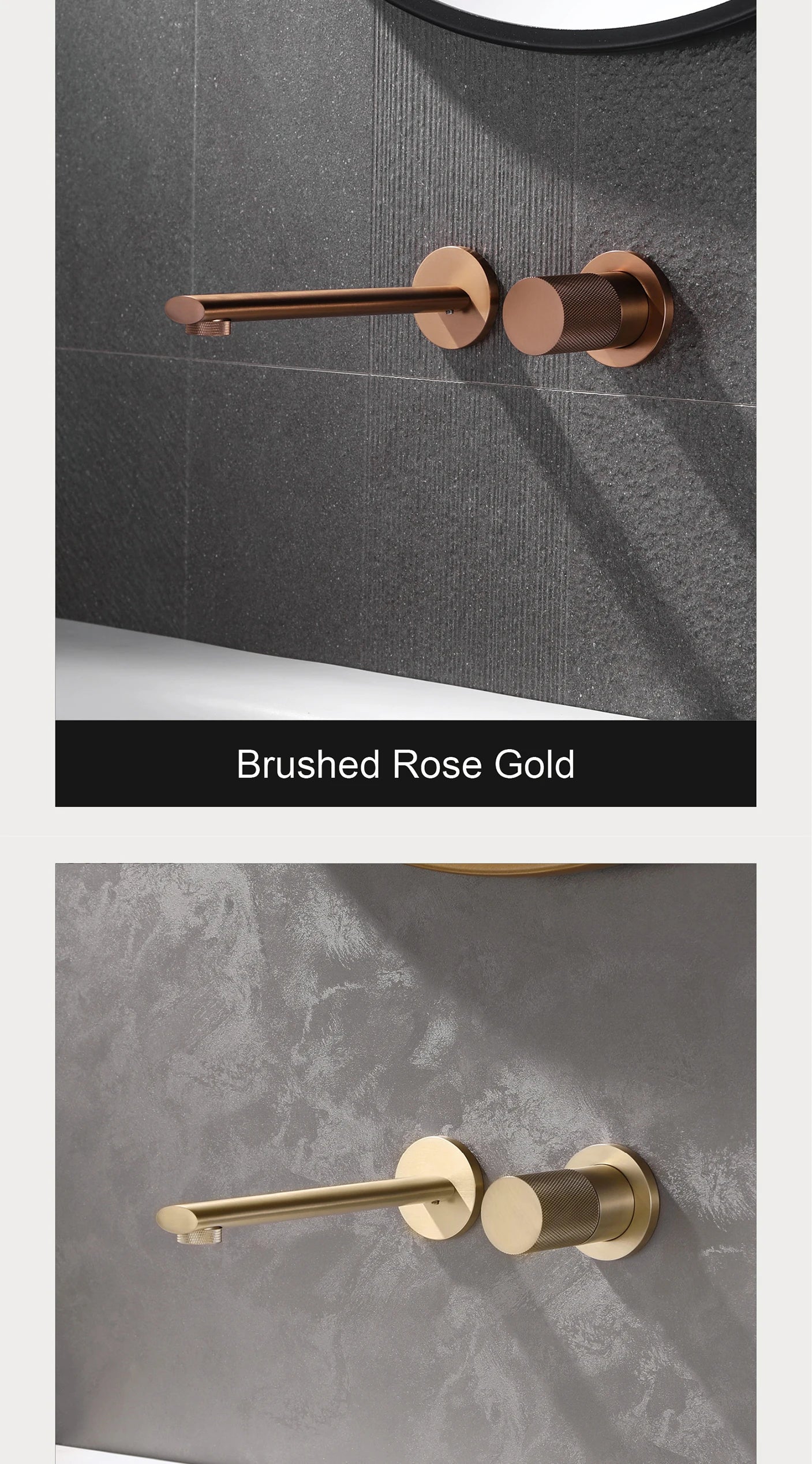 Luxruy Rose Gold Brass Wall-Embedded Bathroom Faucet.2hole Single Handle Adjustable water pressure and Hot&Cold Water Hidden Tap
