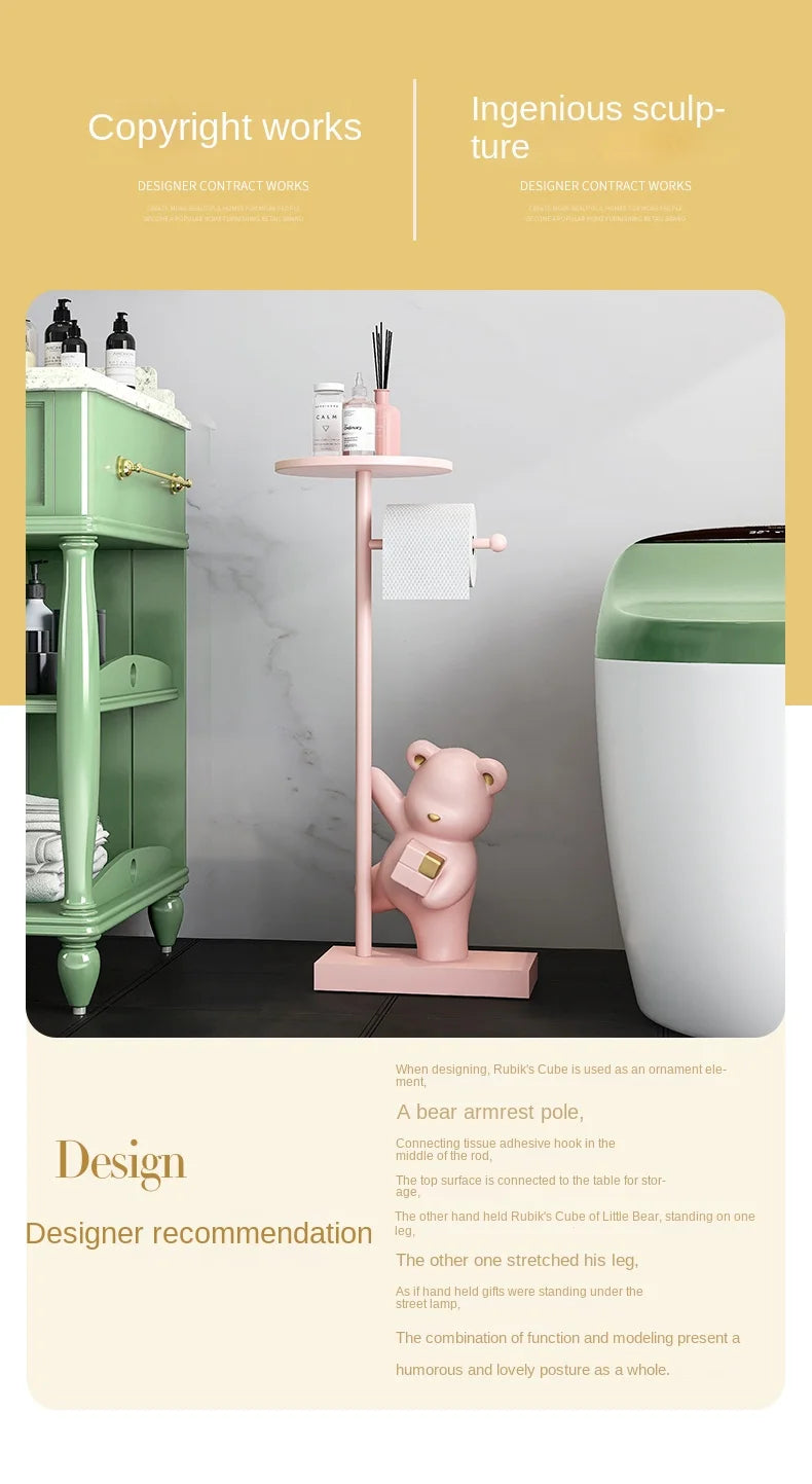 Nordic simple household decoration Bear figurine toilet roll paper rack floor decoration storage rack beside bathroom toilet - ๐๐ฎ ๐๐๐ ๐น๐๐๐๐ ๐ป๐๐๐๐ ๐๐