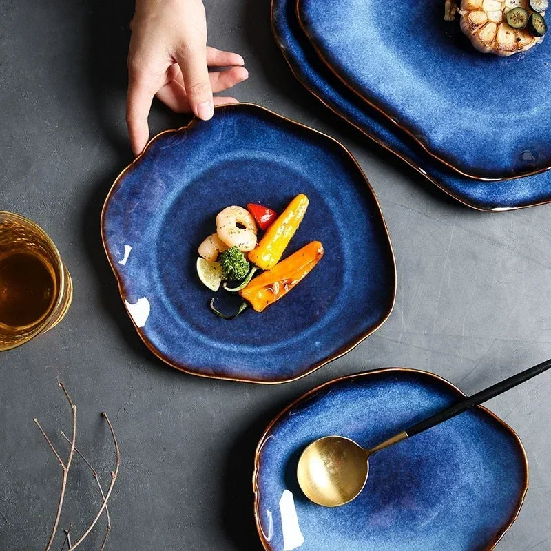 Deep blue ceramic flat plate by 𝕄𝕔 𝕋𝕙𝕖 𝔹𝕝𝕒𝕔𝕜 𝔻𝕚𝕒𝕞𝕠𝕟�