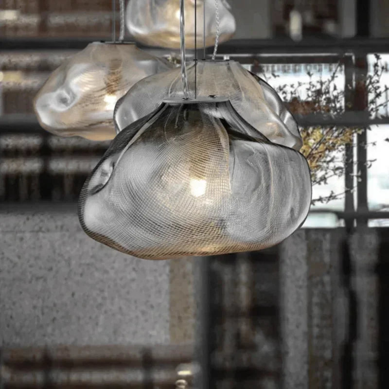 Modern Cloud Design Smoky Grey Glass Pendant Light Art Hanging Lamp Decorative Blown Glass Pendant Lamp Restaurant Chandelier - https://mohammadcollection.com