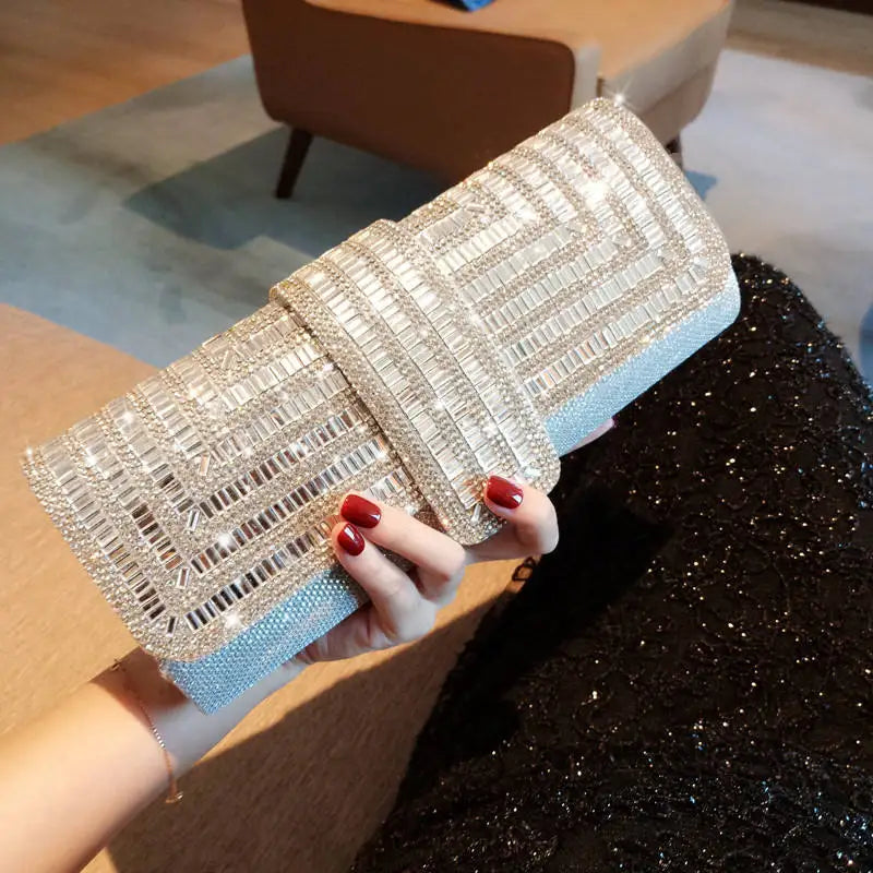 MC THE BLACK DIAMOND crystal handbag armpit chain, elegant accessory for wedding and party events, with sparkling crystal details.