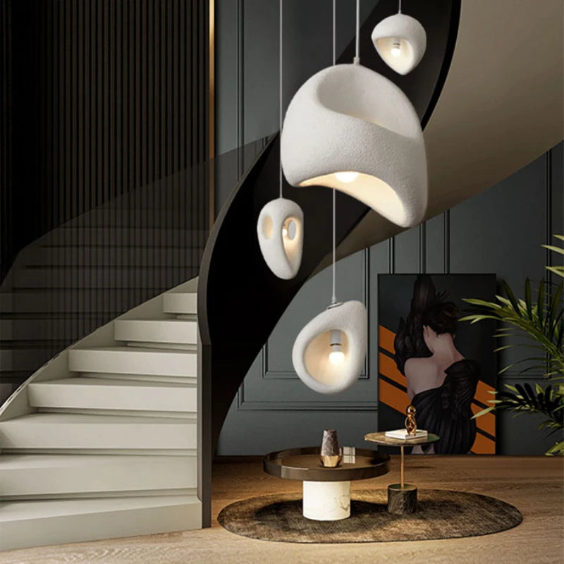 Nordic Villa Stairs Wabi Sabai MC THE BLACK DIAMOND E27 LED pendant light hanging from ceiling with modern design
