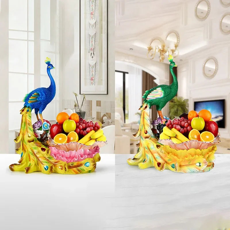 European Style Peacock Fruit Candy Plate Home Living Room Dim Sum Dry Fruit Plate Desktop Creative Storage Decoration Snack Tray - https://mohammadcollection.com