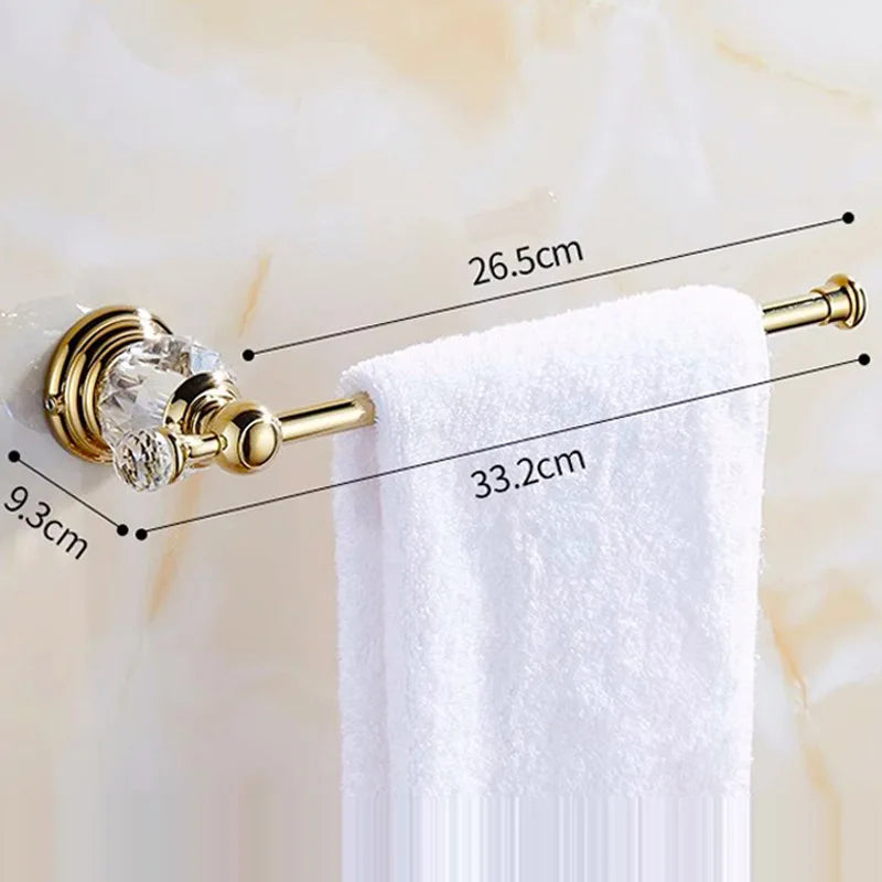 Luxury Gold Polished Brass Bathroom Accessories Set - Wall-Mounted Crystal Bath Hardware Collection - https://mohammadcollection.com