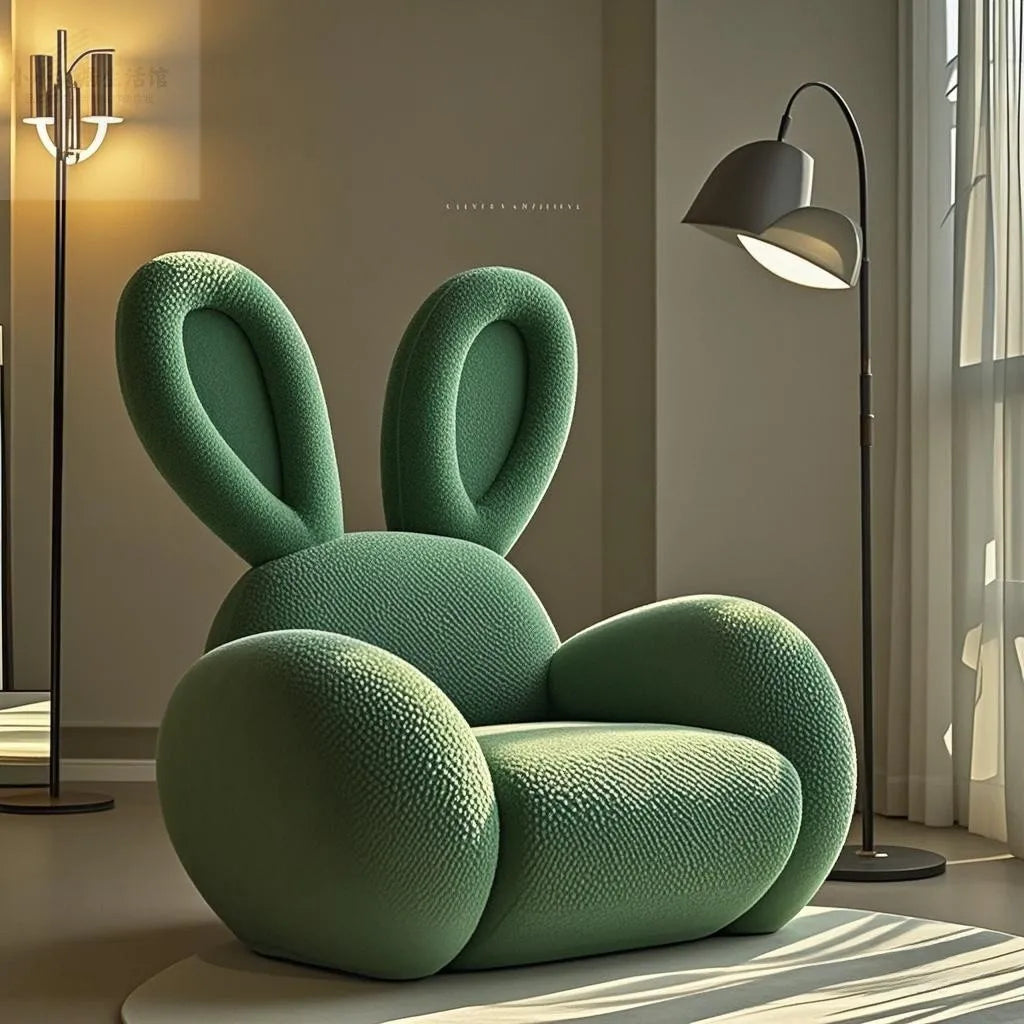 Cream Wind Creative Rabbit Fabric Sofas Living Room Single Sofa Furniture Couch Armchair White Pink Grey 1 Person Sofa luxury - https://mohammadcollection.com