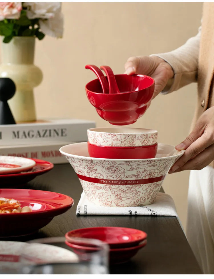 Red retro ceramic steak plate from ๐๐ ๐๐๐ ๐น๐๐๐๐ ๐ป๐๐๐๐ ๐๏ฟฝ