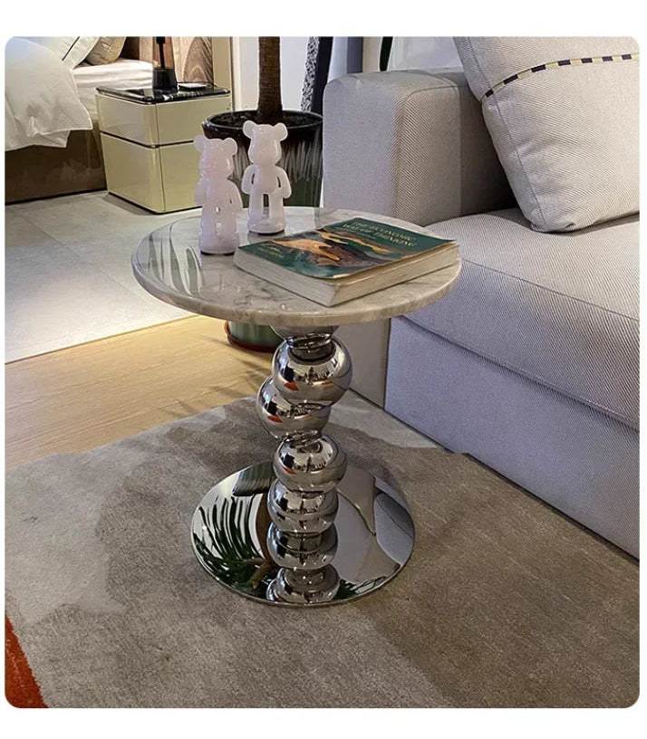 Simple High-end Round Coffee Table Nordic Style Natural Marble Sofa Side Table Designer Light Luxury Living Room Table - https://mohammadcollection.com