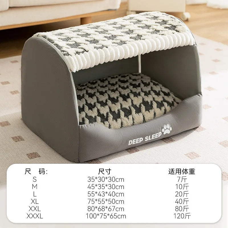MC THE BLACK DIAMOND winter dog kennel nest with washable, deep sleep bed mat for medium to large dogs in a cozy pet house.