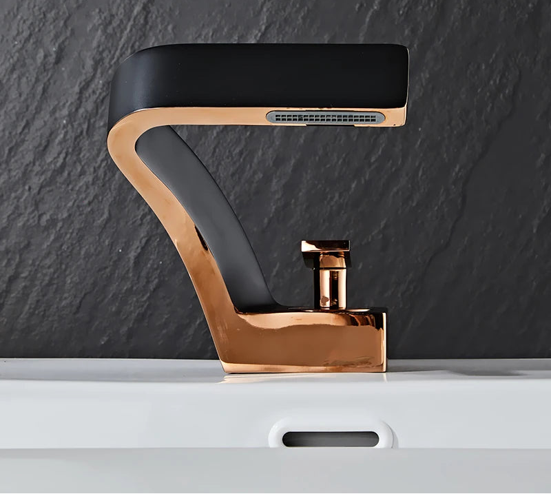 TOLM Brass Black Gold Basin Faucet Bathroom Sink Faucets Hot Cold Water Mixer Crane Deck Mounted Single Handle Hole Bath Kitchen - https://mohammadcollection.com