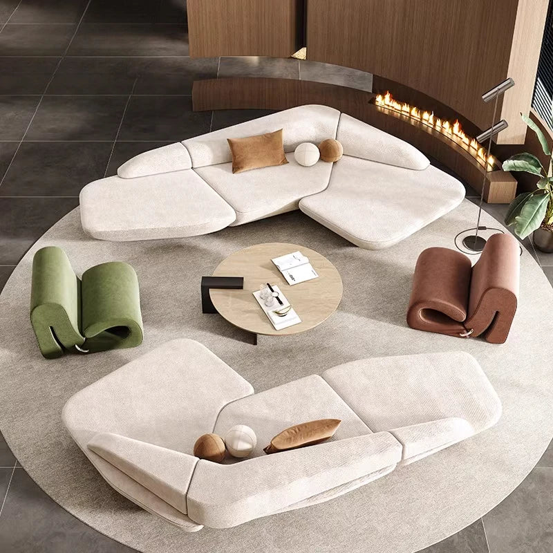 Curved luxury leisure reception corner sofa by MC THE BLACK DIAMOND, stylish sectional sofa with plush cushions and modern design.