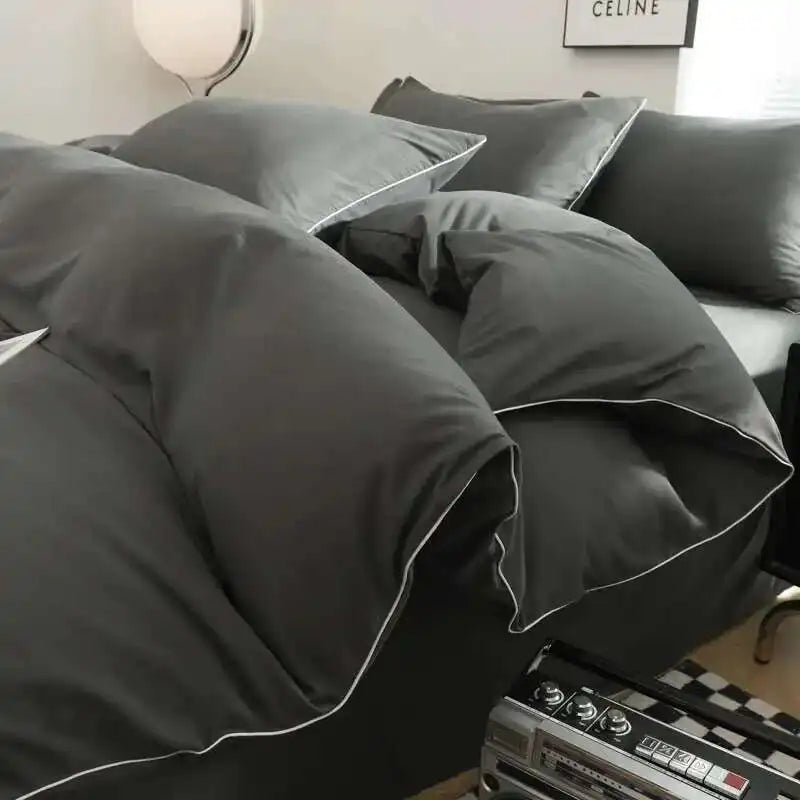 Black bedding set with minimalist quilt design from ๐๐ ๐๐๐ ๐น๐๐๐๐ ๐ป๐๐๐๐ ๐