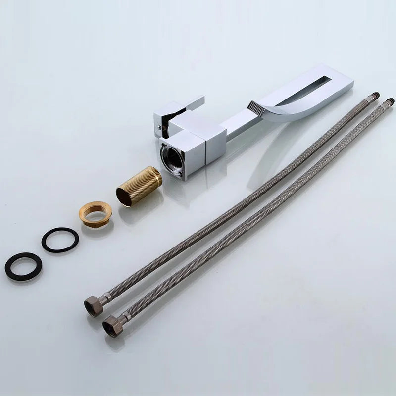 MC THE BLACK DIAMOND brass bathroom square basin faucet for bath sinks, sleek modern design with a polished finish.