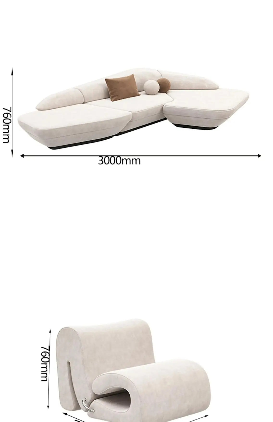 Curved luxury leisure reception corner sofa by MC THE BLACK DIAMOND, sectional sofa with plush cushions and elegant design