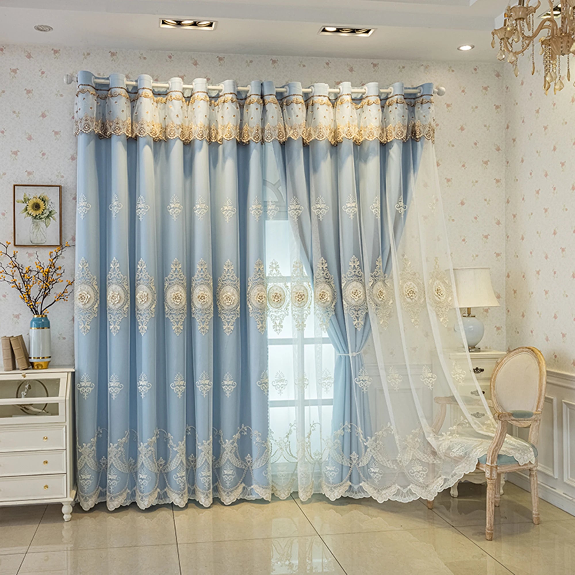 Pink chenille European blackout curtains with embroidered relief, thickened, high-end finished product by ๐๐ ๐๐๐ ๐น๐๐๐๐ ๐ป๐๏ฟฝ