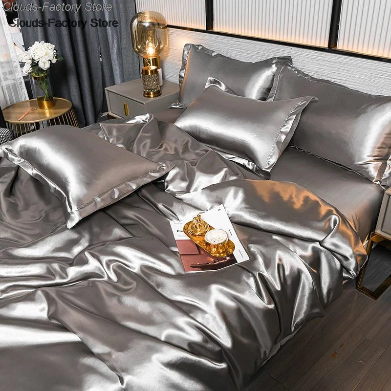 Luxury Mulberry silky bedding set with queen satin duvet cover and sheets, soft, skin-friendly, high-end satin bedsheets from ๐๐ ๐๐๐ ๐น๐๐๐๐ ๏ฟฝ