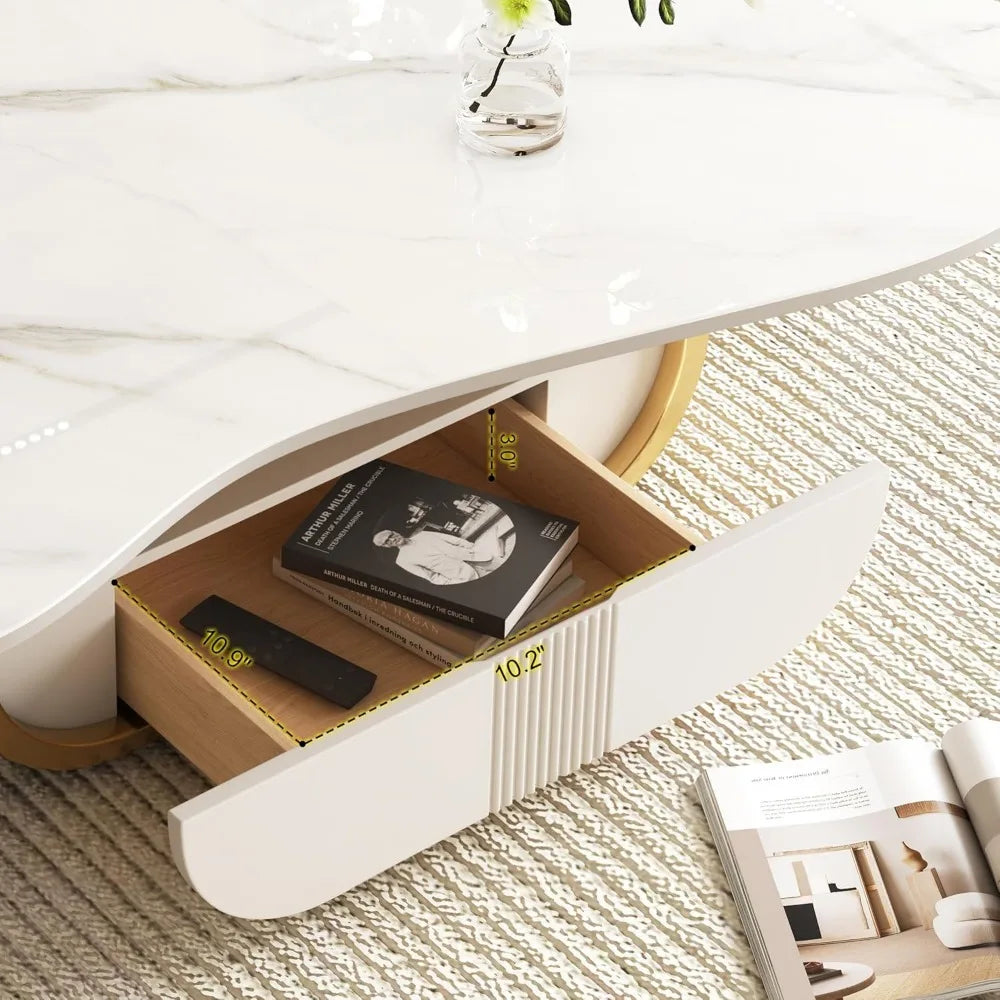 Modern Cloud Coffee Table Luxury Sintered Stone Top Coffee Table with Sculptural Geometric Stainless Steel Base - https://mohammadcollection.com