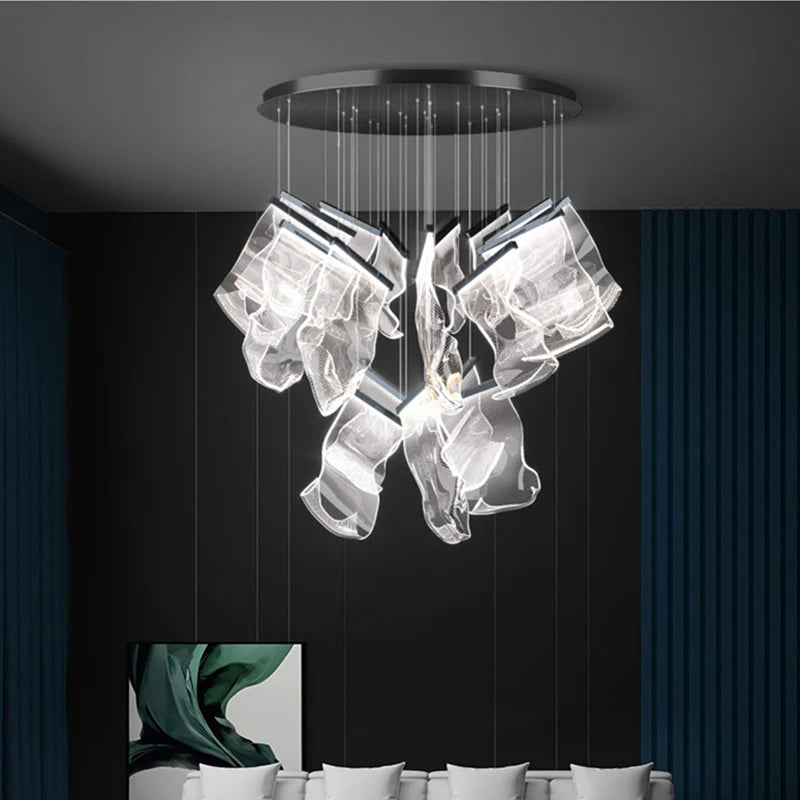 Modern LED chandelier lighting fixture by MC THE BLACK DIAMOND, designed for living and dining rooms with sleek, contemporary style.