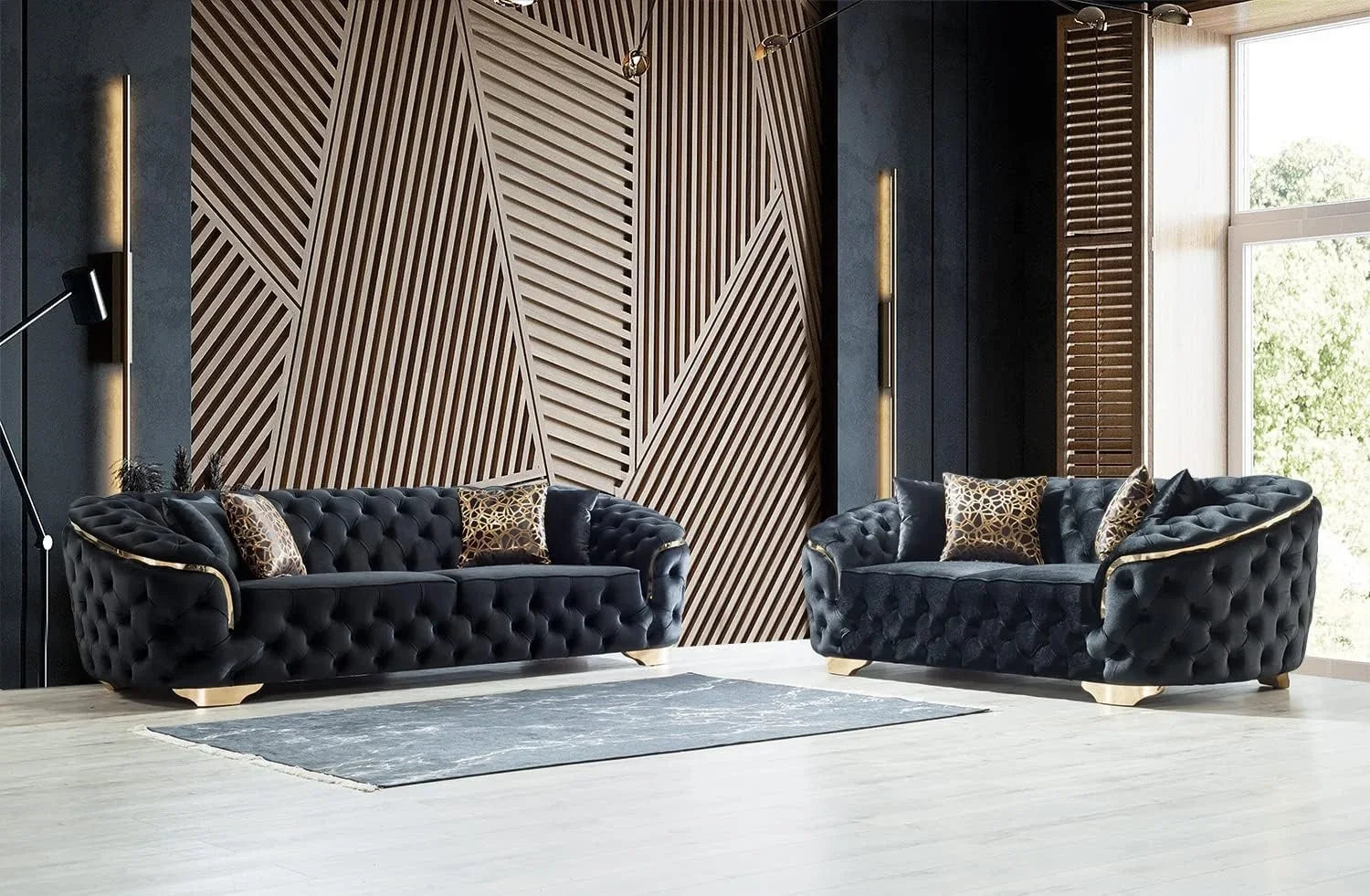 Black velvet 2-seater sofa from ๐๐ ๐๐๐ ๐น๐๐๐๐ ๐ป๐๐๐๐ ๐